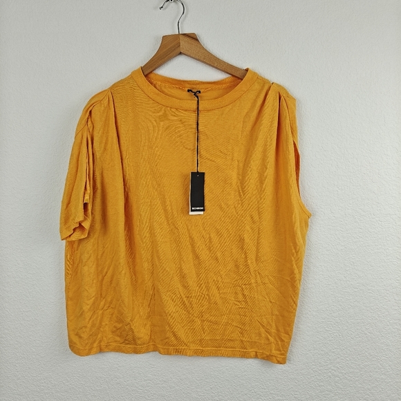 Monrow NWT One Shoulder Cotton T-shirt In Honeycomb Yellow Size Small - Picture 1 of 11